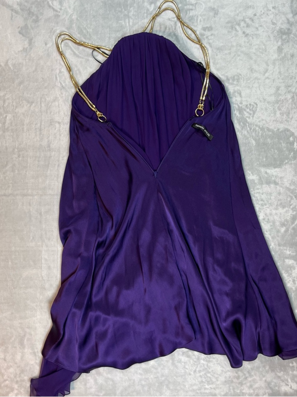 Thomas Wylde Purple Halter Midi Dress Gold Chain Straps Size Tag Missing - Picture 9 of 16